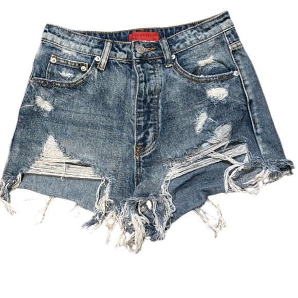 SIGNATURE8 Jean shorts cut off Distressed small - Picture 1 of 13